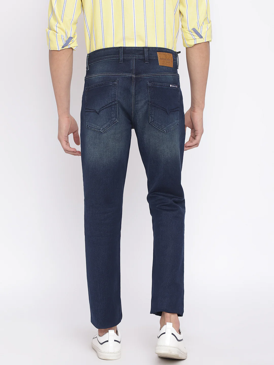 Denim Jeans for Men l Breathable & Soft with Color Fastness Ultra Narrow Fit Cotton Fabric Solid Pattern Button Closure - Image 4