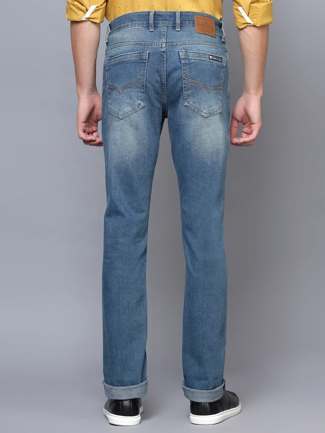 Denim Jeans for Men l Breathable & Soft with Color Fastness Ultra Narrow Fit Cotton Fabric Solid Pattern Button Closure - Image 2