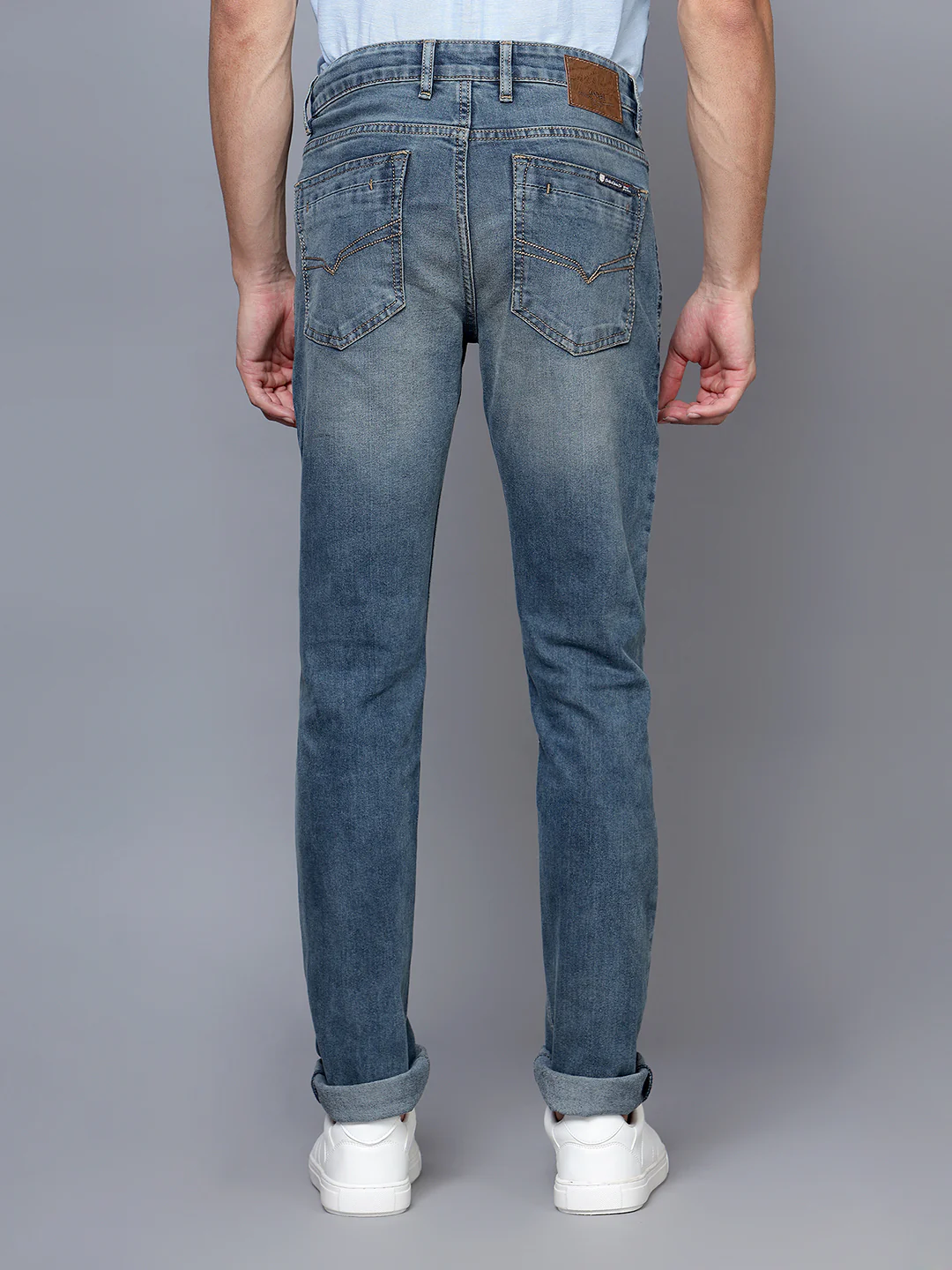 Denim Jeans for Men l Breathable & Soft with Color Fastness Ultra Narrow Fit Cotton Fabric Solid Pattern Button Closure - Image 2