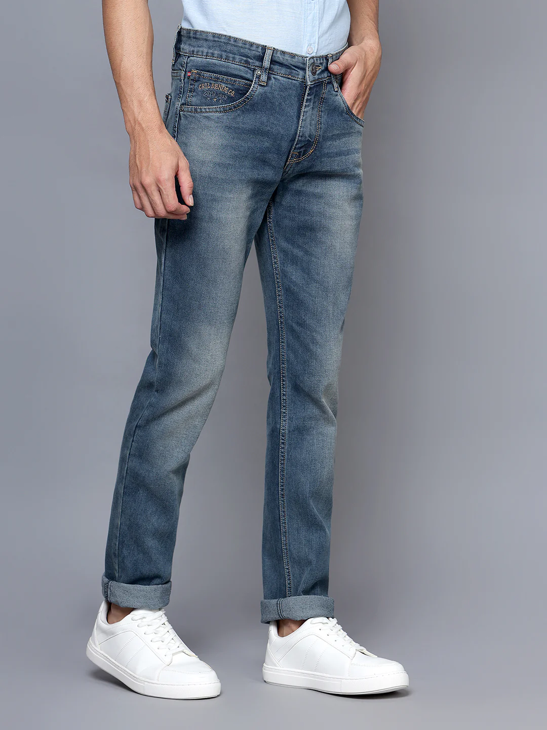 Denim Jeans for Men l Breathable & Soft with Color Fastness Ultra Narrow Fit Cotton Fabric Solid Pattern Button Closure - Image 4