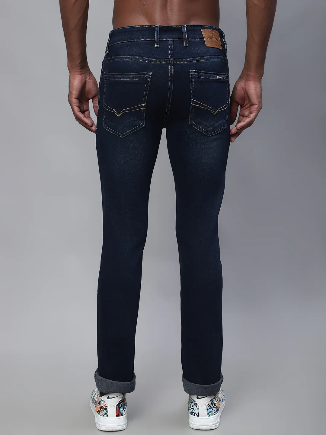 Denim Jeans for Men l Breathable & Soft with Color Fastness Ultra Narrow Fit Cotton Fabric Solid Pattern Button Closure - Image 2