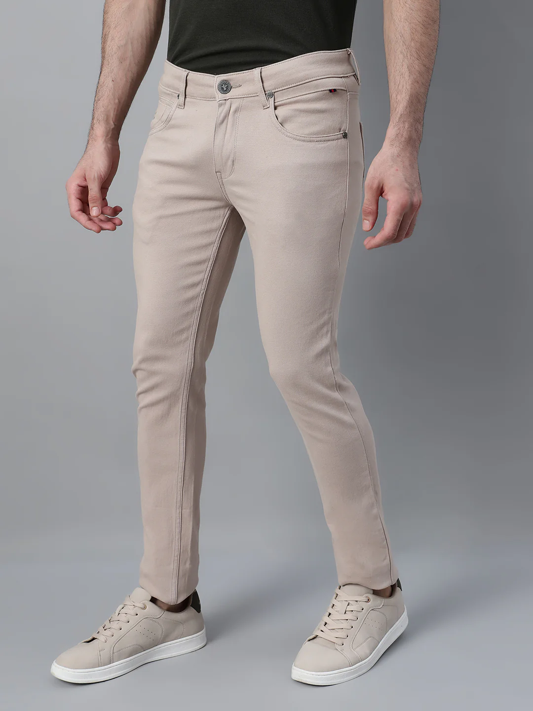 Men's Casual Flat front Fawn  Trousers - Image 3