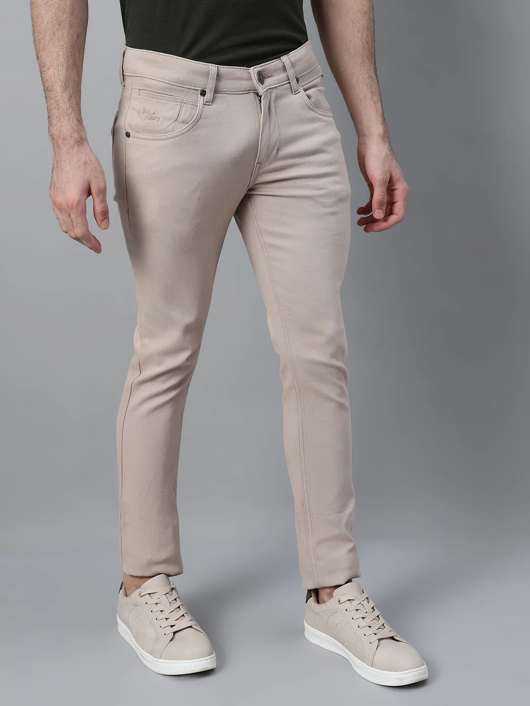 Men's Casual Flat front Fawn  Trousers - Image 4