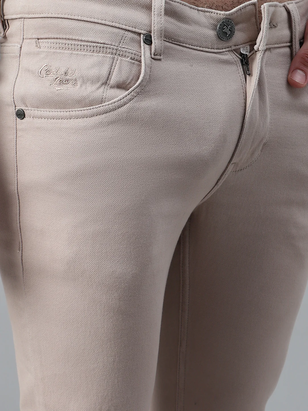 Men's Casual Flat front Fawn  Trousers - Image 5