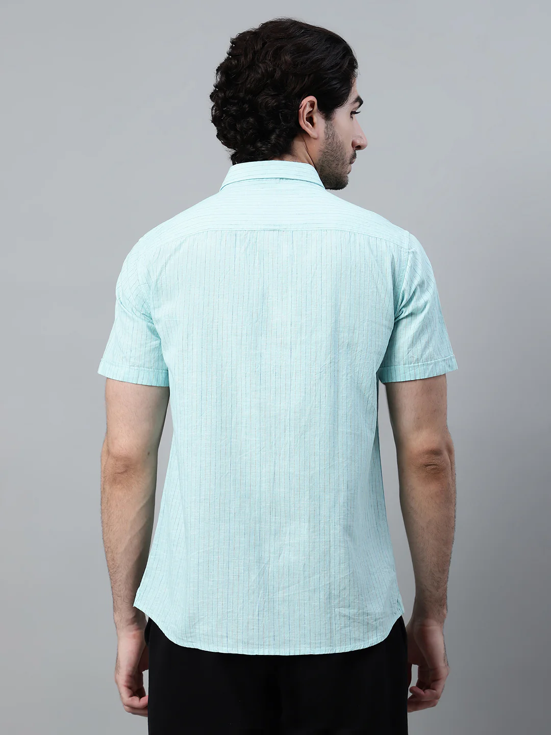Casual Shirt for Men | Breathable & Soft with Color Fastness Regular Fit Spread Collar Neck Cotton Fabric Striped Pattern - Image 2