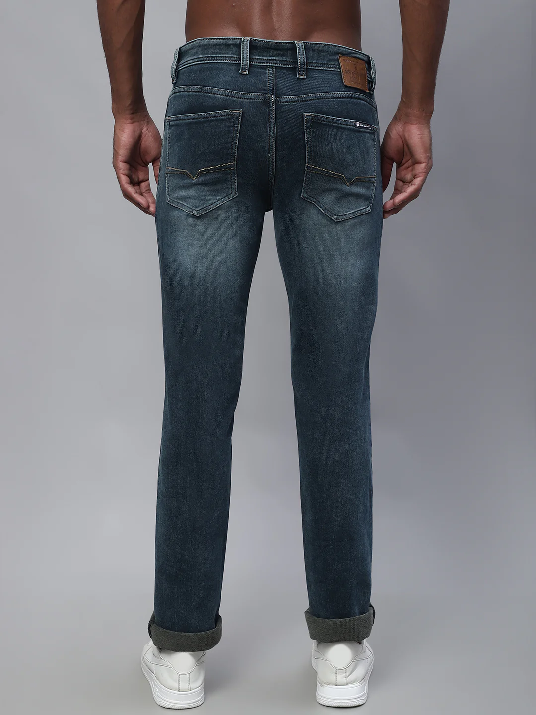 Denim Jeans for Men l Breathable & Soft with Color Fastness Ultra Narrow Fit Cotton Fabric Solid Pattern Button Closure - Image 2