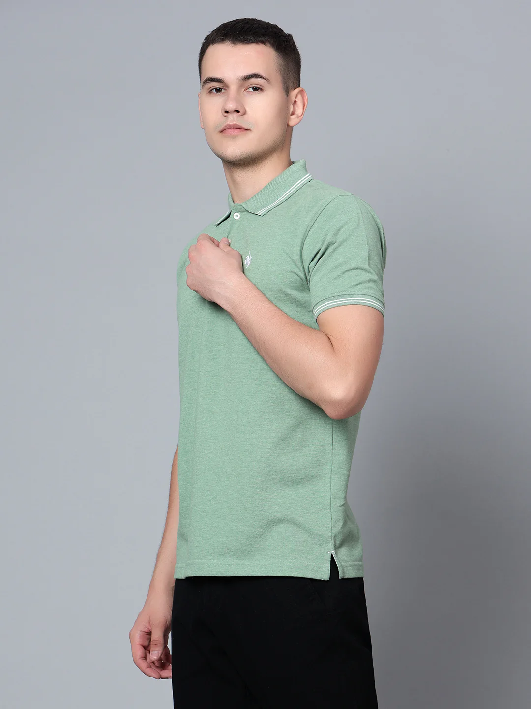 T-Shirt for Men | Breathable & Soft with Color Fastness Regular Fit Polo Neck Poly Cotton Fabric Solid Pattern - Image 3