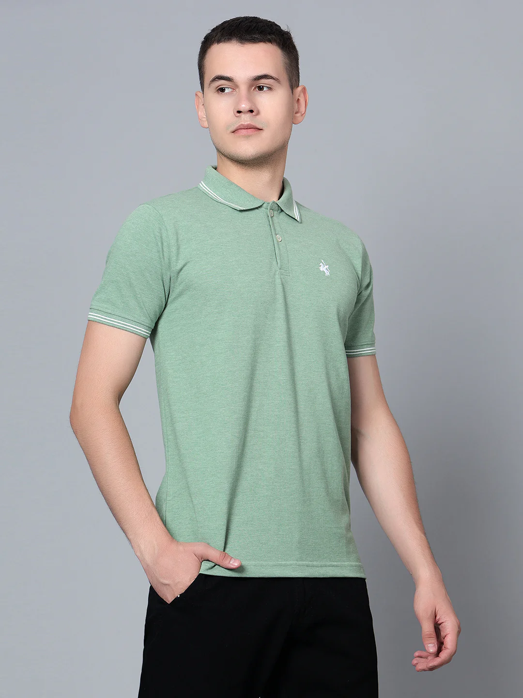 T-Shirt for Men | Breathable & Soft with Color Fastness Regular Fit Polo Neck Poly Cotton Fabric Solid Pattern - Image 4