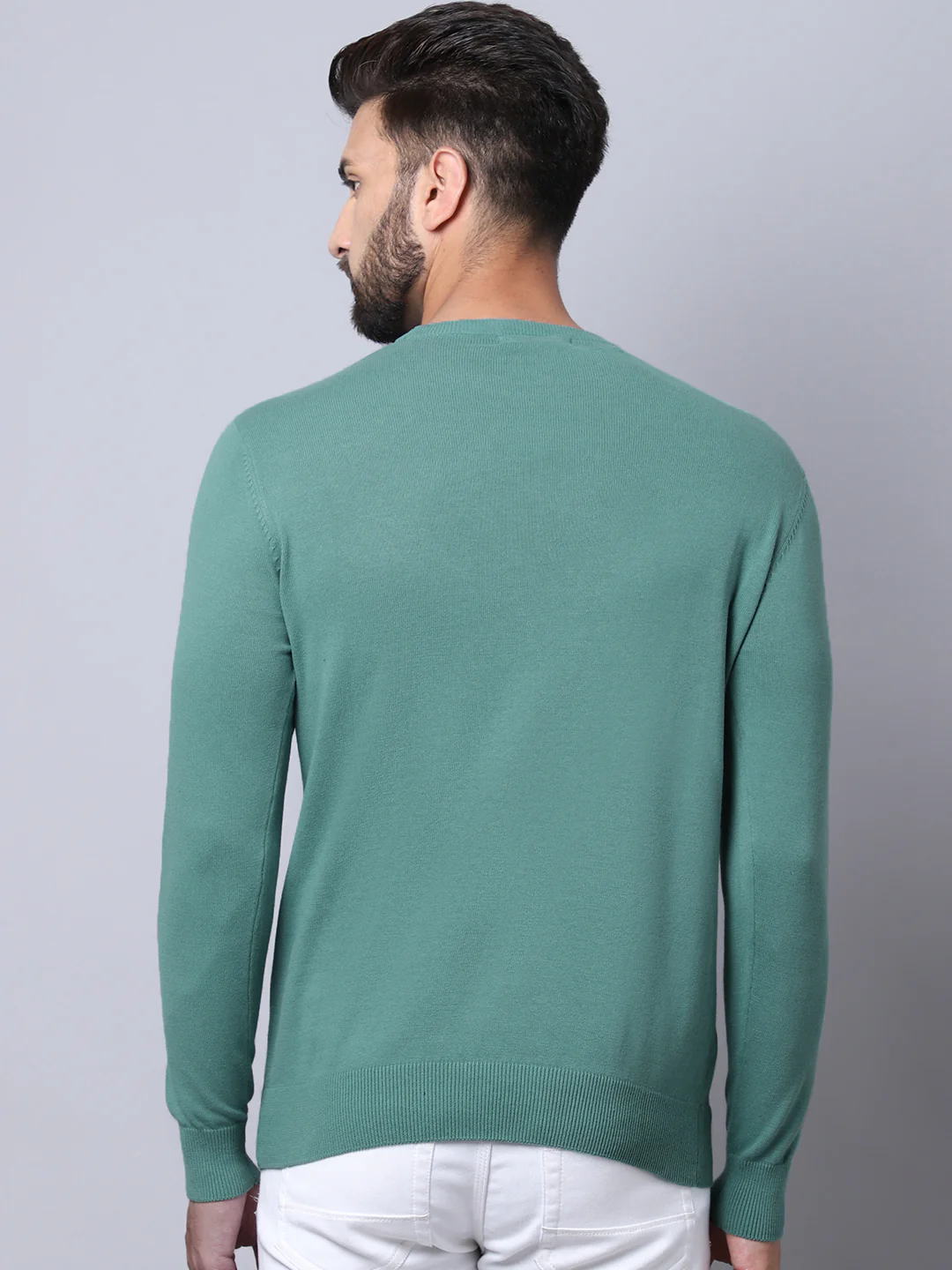 Men Green Pullover Sweater - Image 2