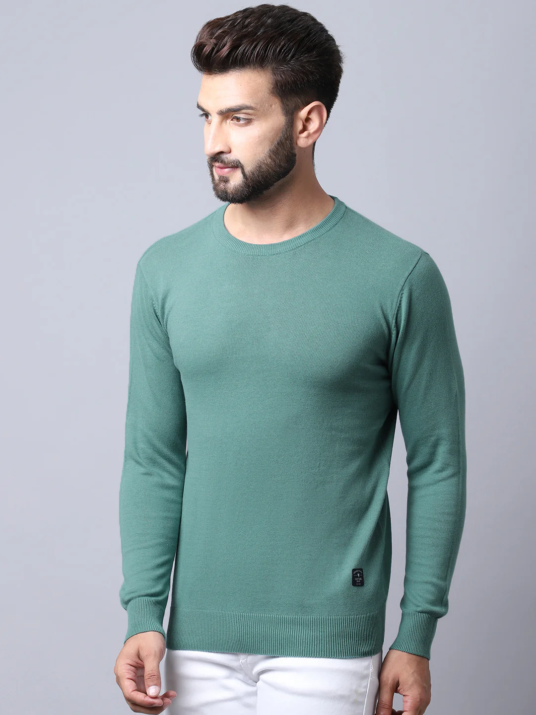 Men Green Pullover Sweater - Image 3