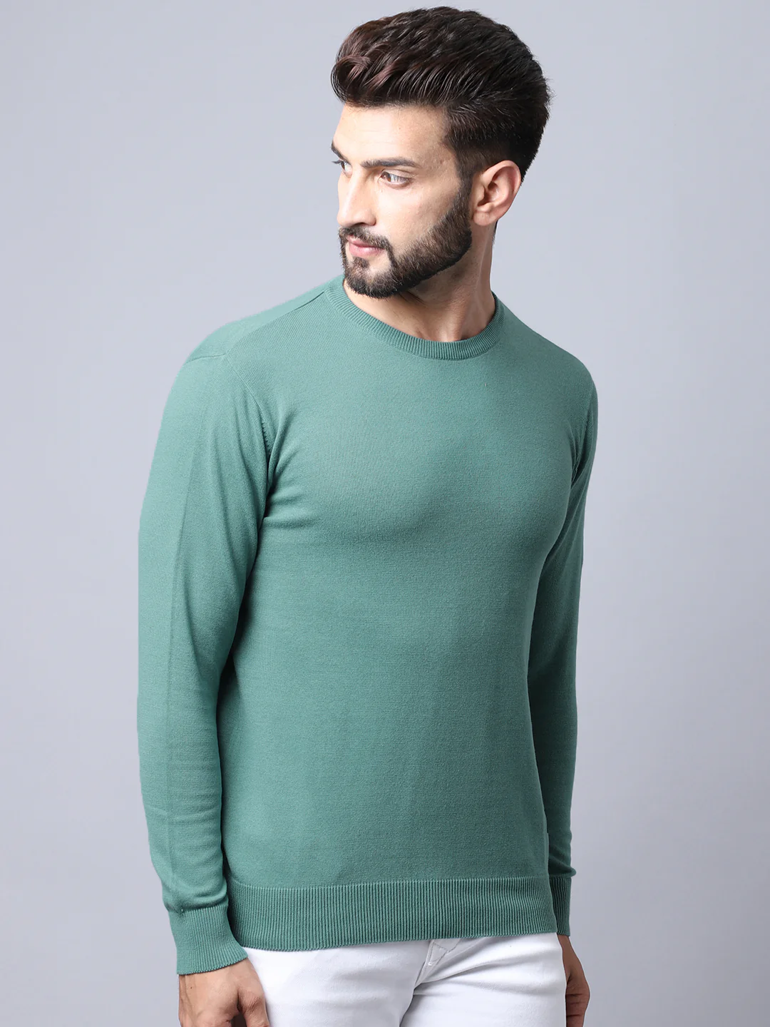 Men Green Pullover Sweater - Image 4
