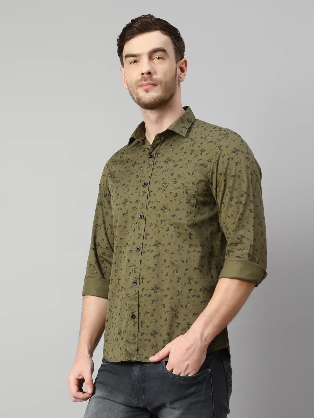 Casual Shirt for Men | Breathable & Soft with Color Fastness Regular Fit Spread Collar Neck Cotton Fabric Printed Pattern - Image 4