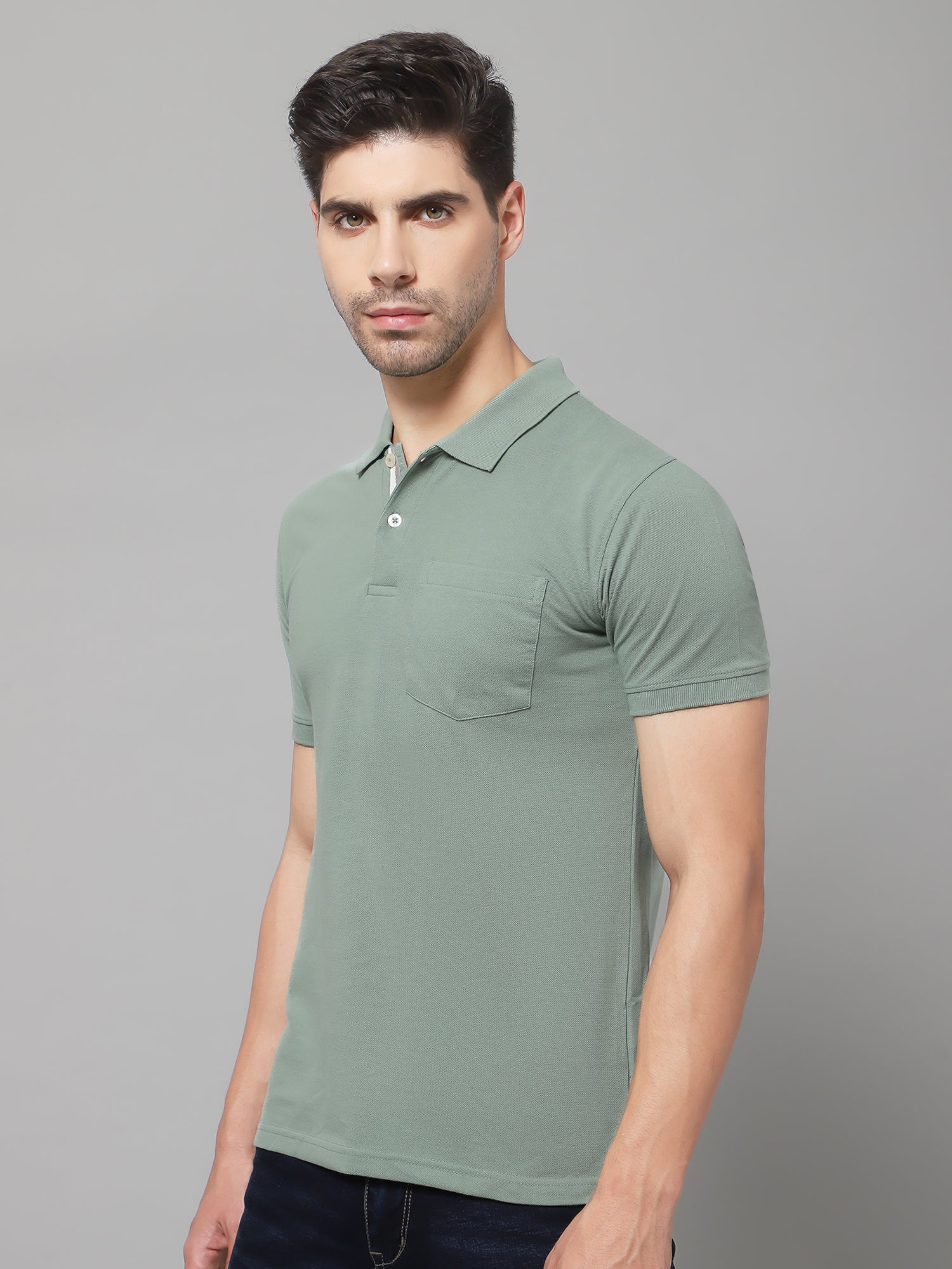 T-Shirt for Men | Breathable & Soft with Color Fastness Regular Fit Polo Neck Poly Cotton Fabric Solid Pattern - Image 2