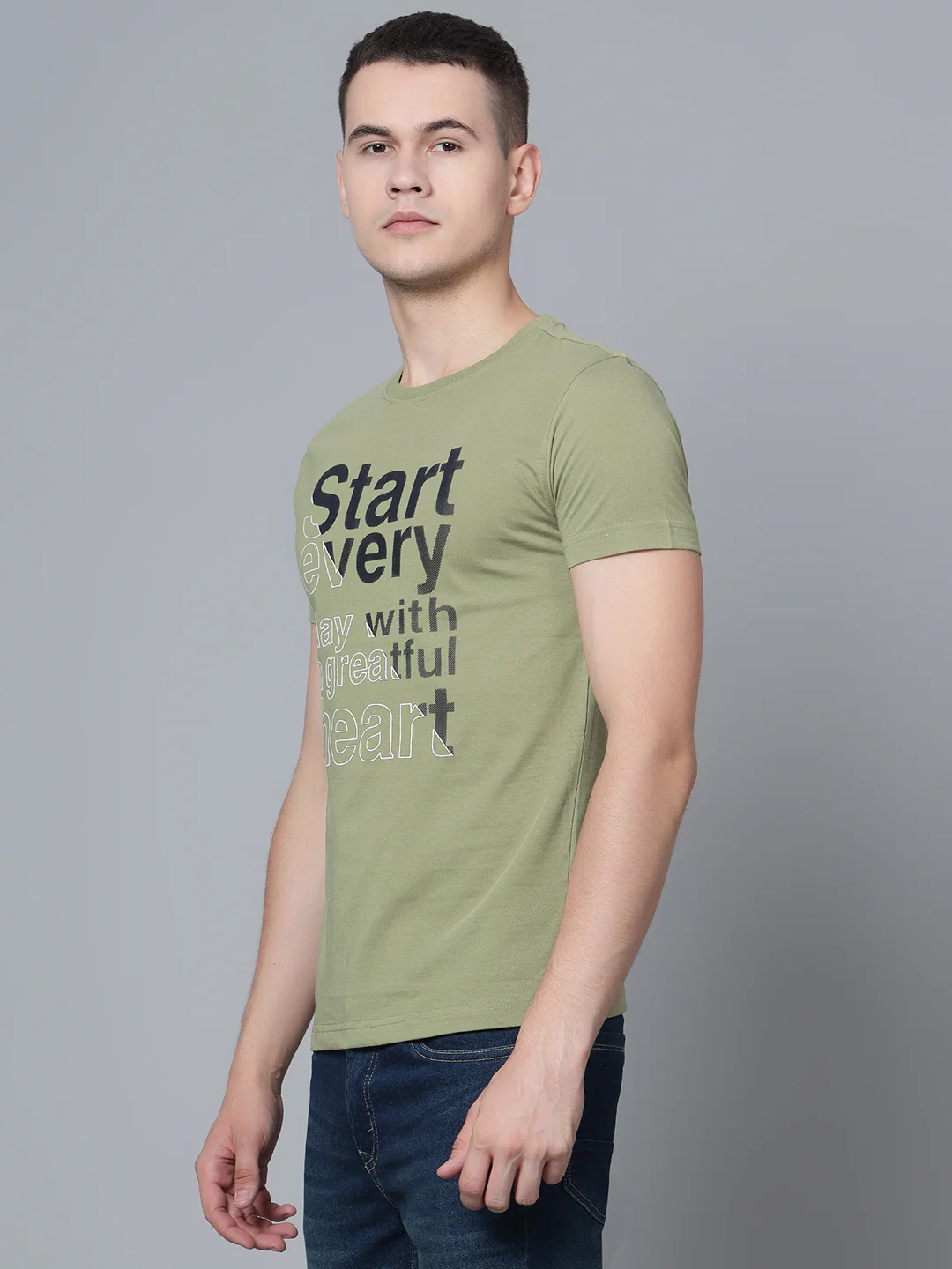 T-Shirt for Men | Breathable & Soft with Color Fastness Regular Fit Round Neck Poly Cotton Fabric Printed Pattern - Image 2