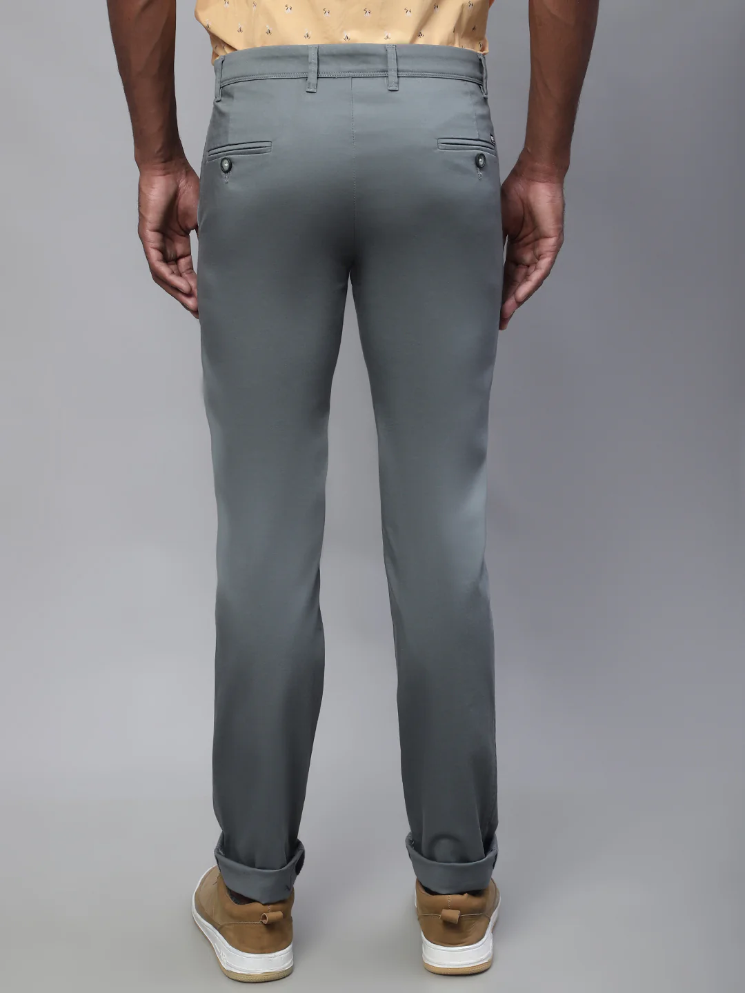Men's Casual Flat front Light Green  Trousers - Image 2