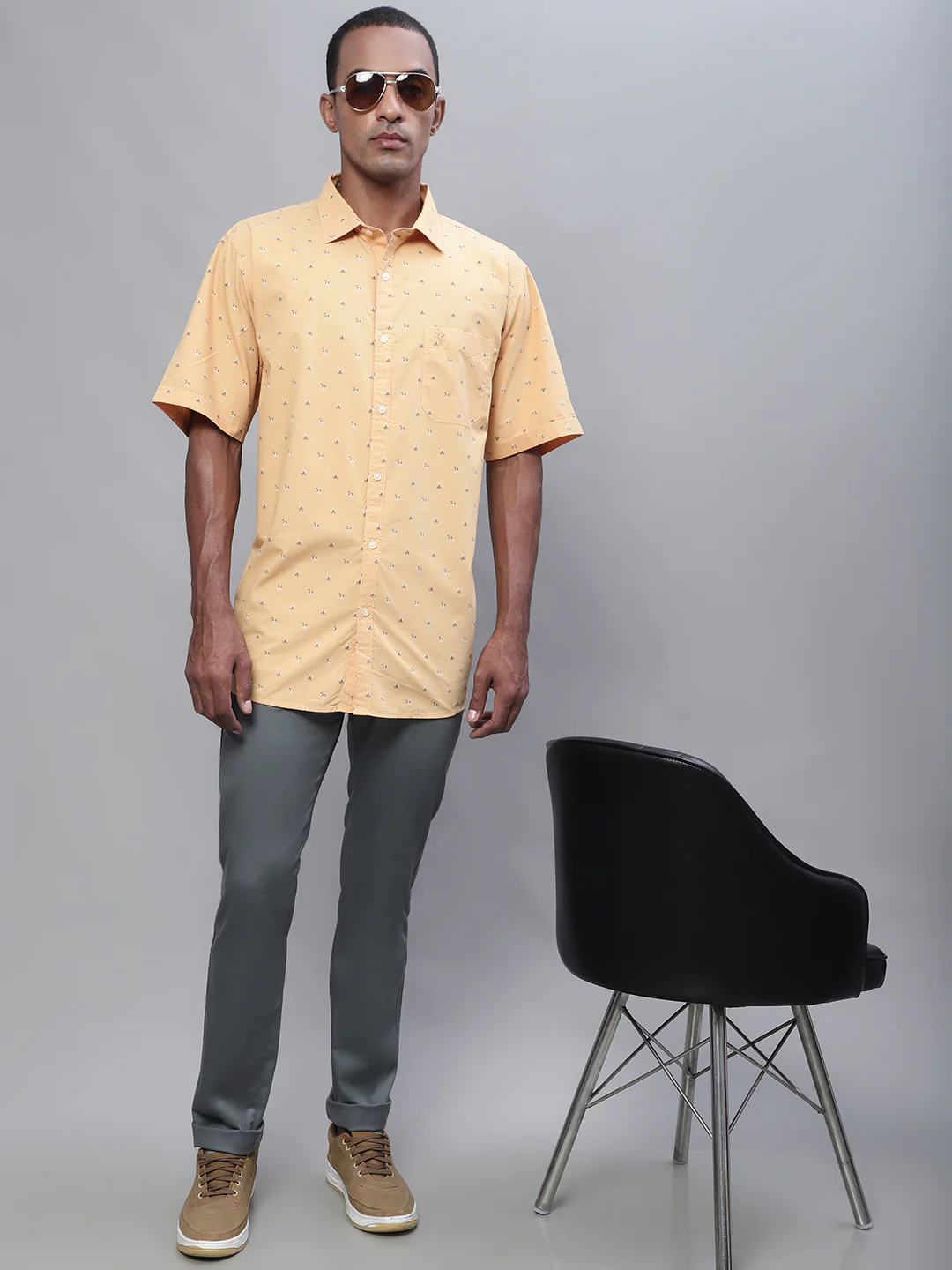 Men's Casual Flat front Light Green  Trousers - Image 5