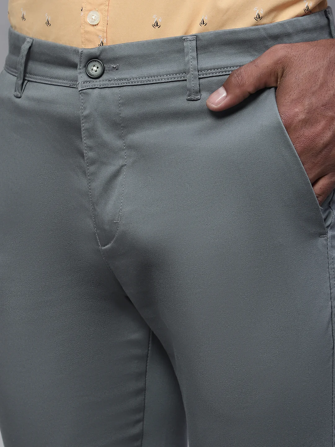 Men's Casual Flat front Light Green  Trousers - Image 6