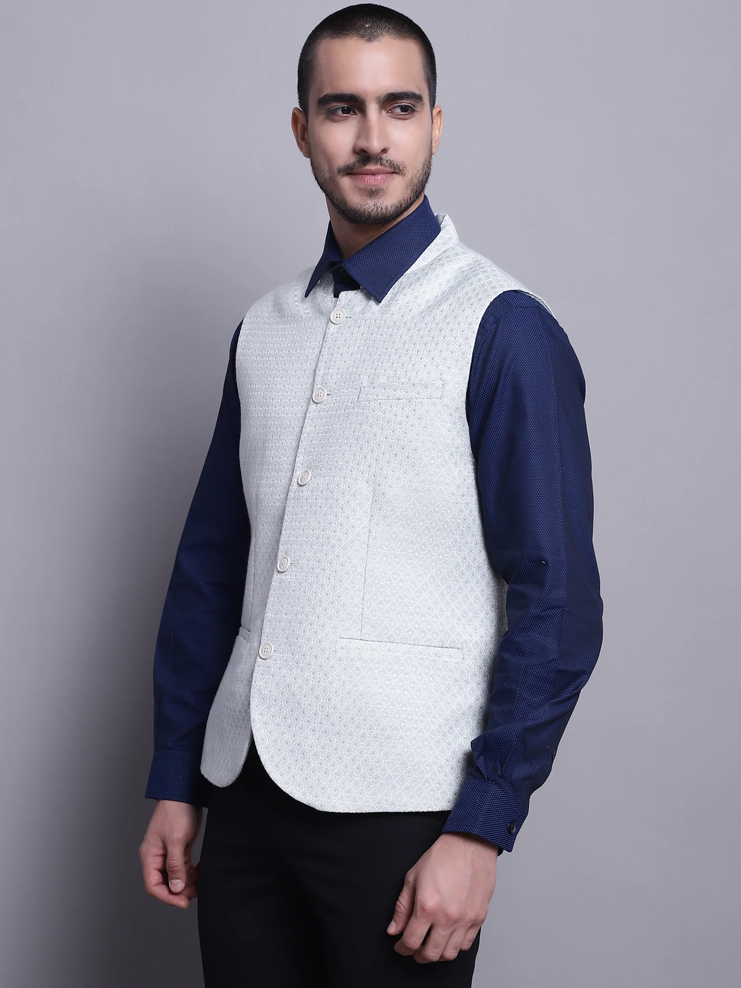 Men Green Waist Coat - Image 3