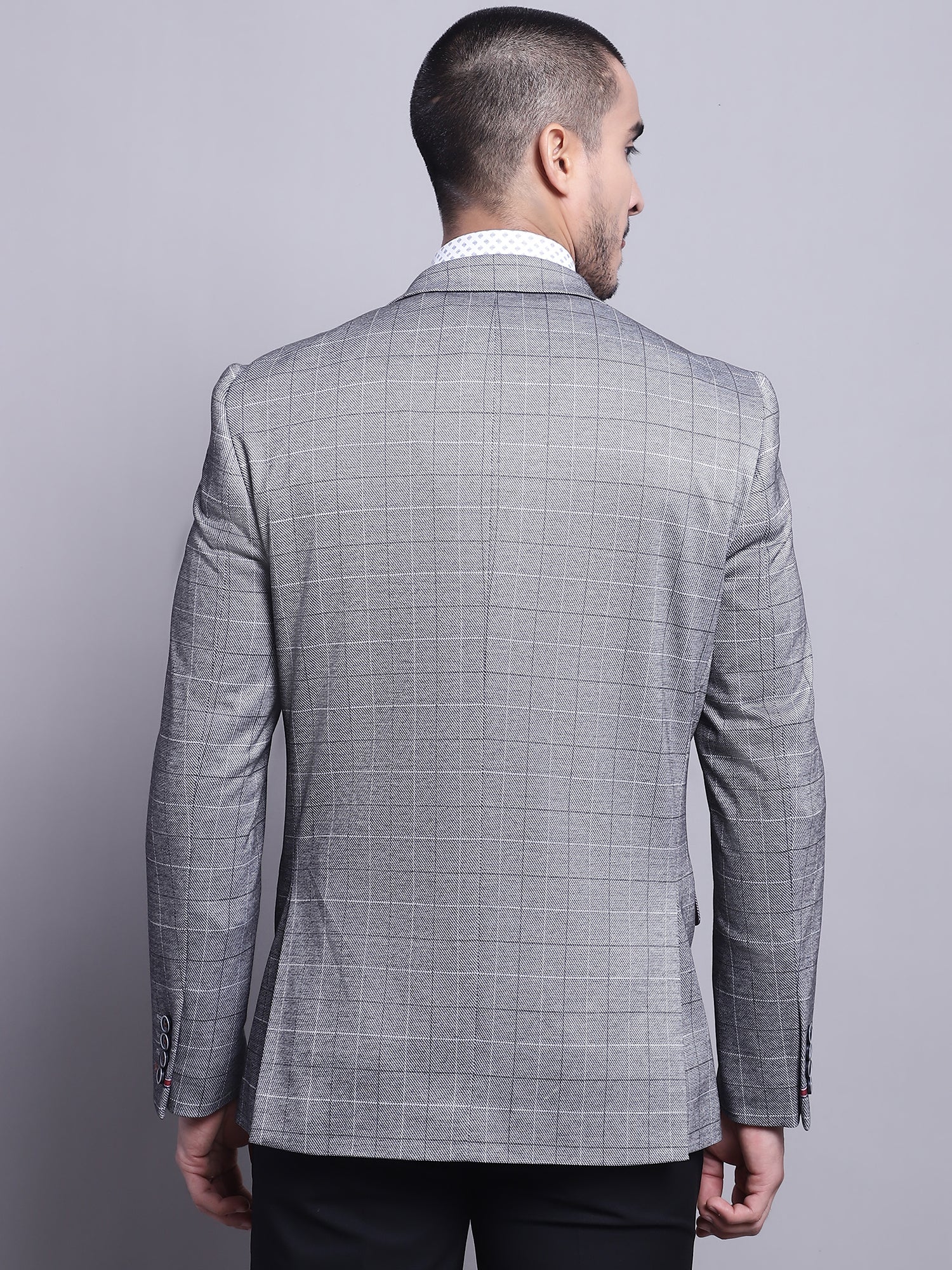 Blazer for Men | Premium Casual Blazer Slim Fit Notched Collar Terry Rayon Fabric Checkered Pattern - Image 2