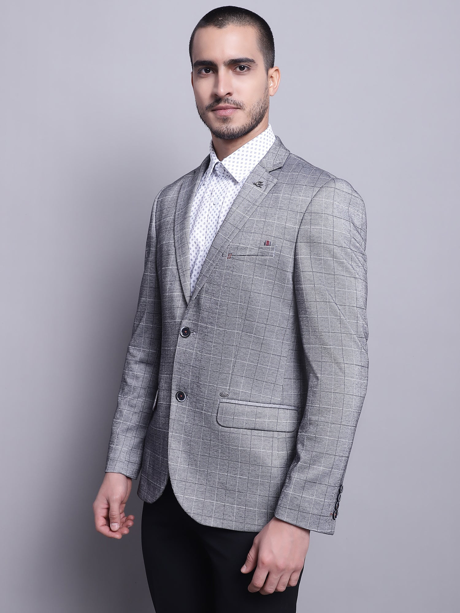 Blazer for Men | Premium Casual Blazer Slim Fit Notched Collar Terry Rayon Fabric Checkered Pattern - Image 3