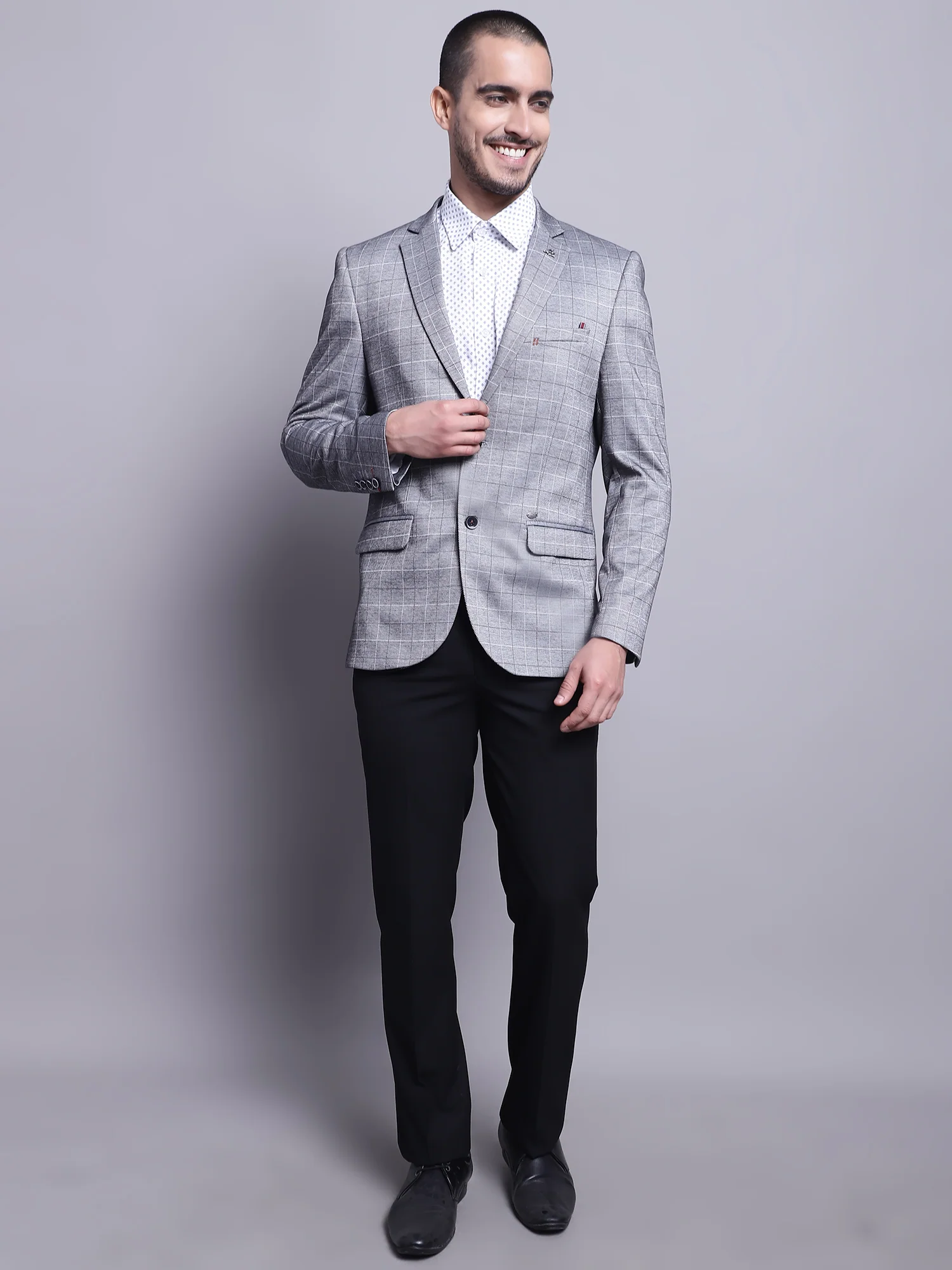 Blazer for Men | Premium Casual Blazer Slim Fit Notched Collar Terry Rayon Fabric Checkered Pattern - Image 5