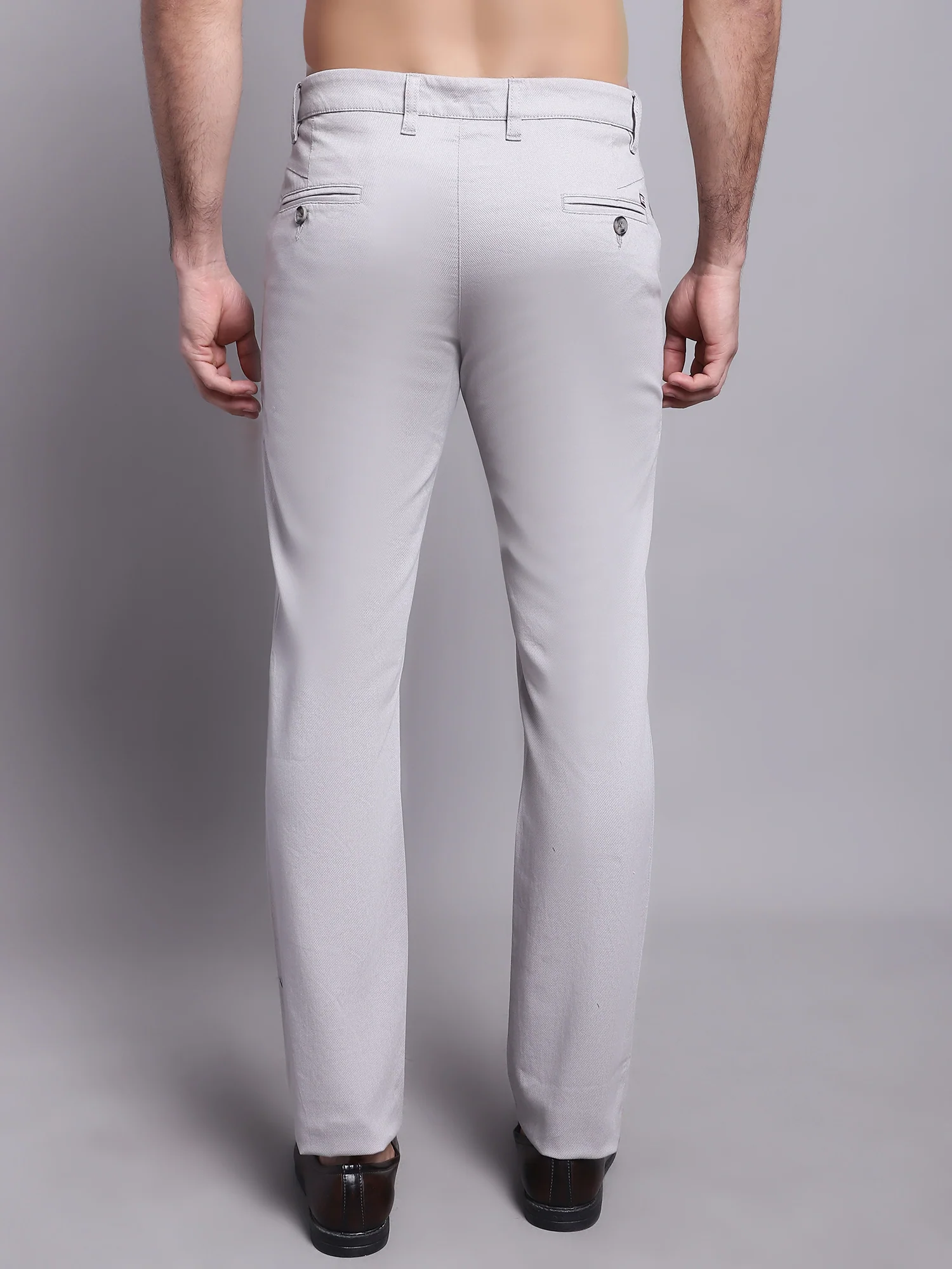Men's Casual Flat front Light Grey  Trousers - Image 2