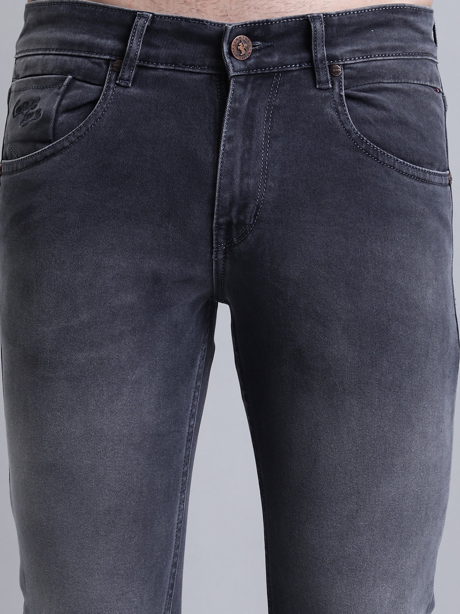 Denim Jeans for Men l Breathable & Soft with Color Fastness Ultra Narrow Fit Cotton Fabric Solid Pattern Button Closure - Image 6