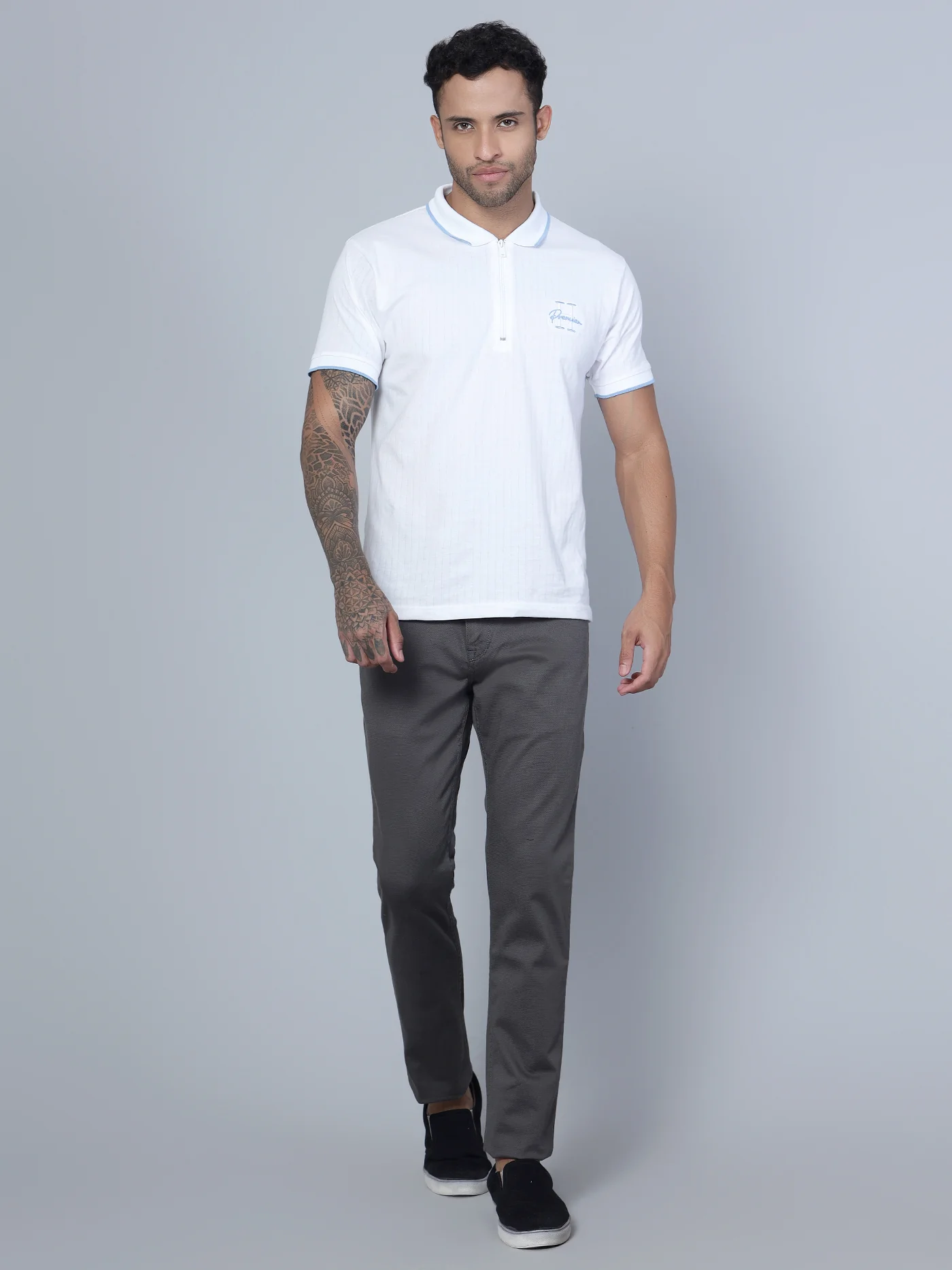 Men's Casual Flat front Grey  Trousers - Image 6