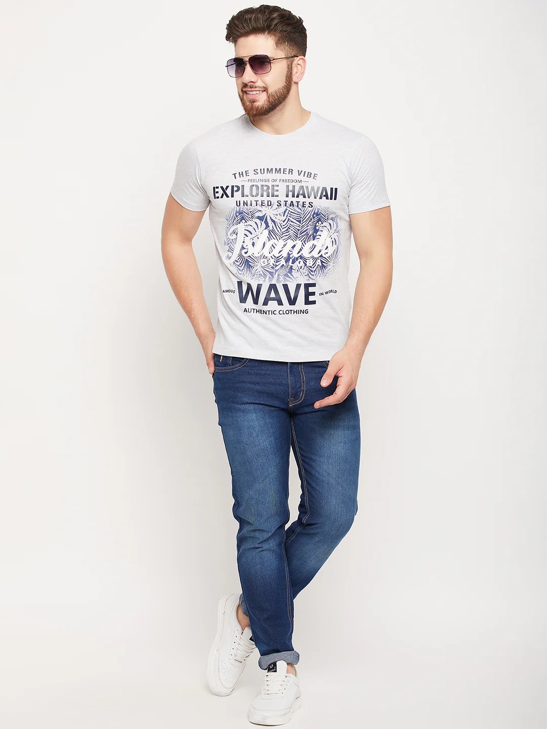 T-Shirt for Men | Breathable & Soft with Color Fastness Regular Fit Round Neck Poly Cotton Fabric Printed Pattern - Image 2