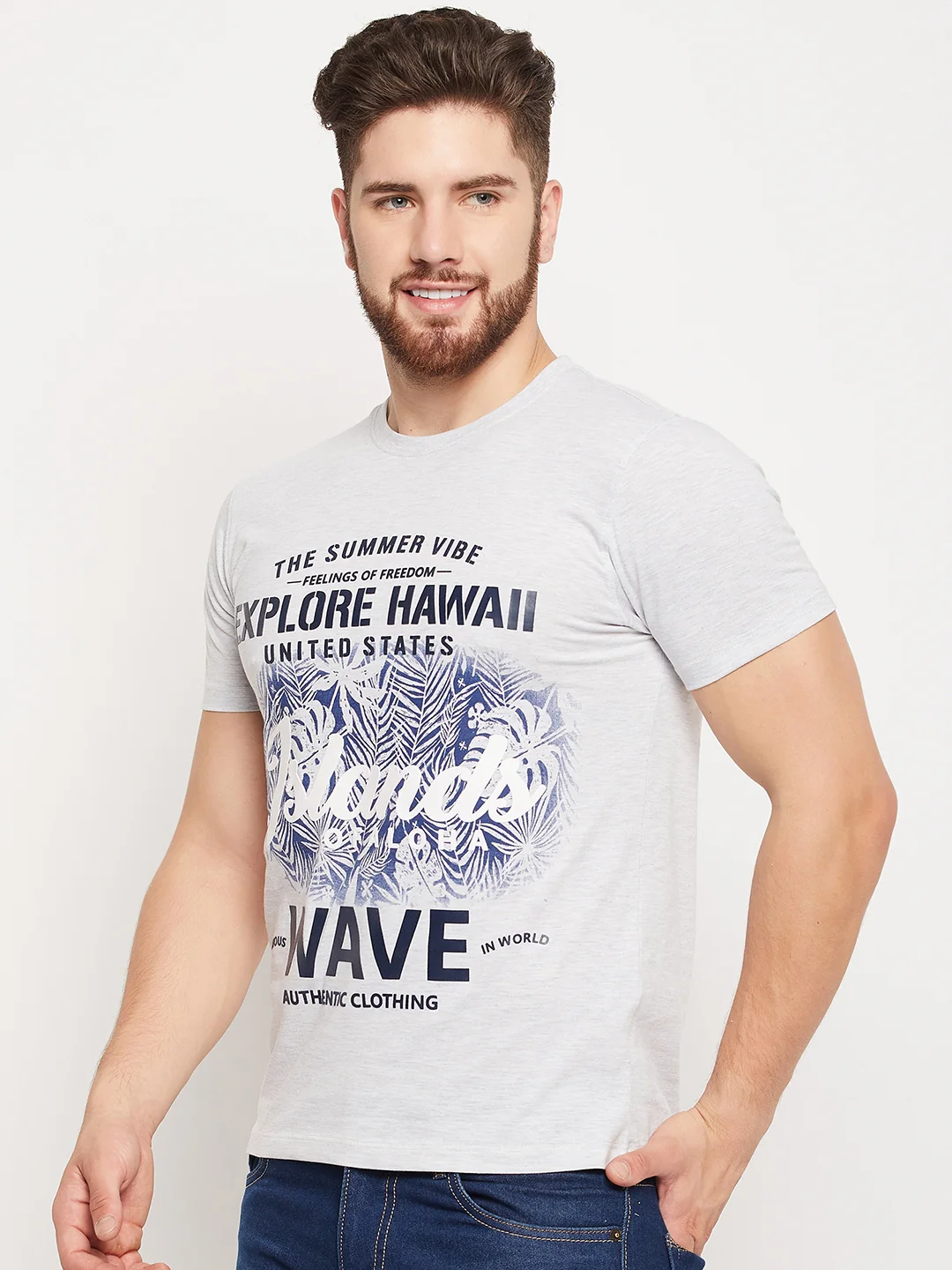 T-Shirt for Men | Breathable & Soft with Color Fastness Regular Fit Round Neck Poly Cotton Fabric Printed Pattern - Image 3