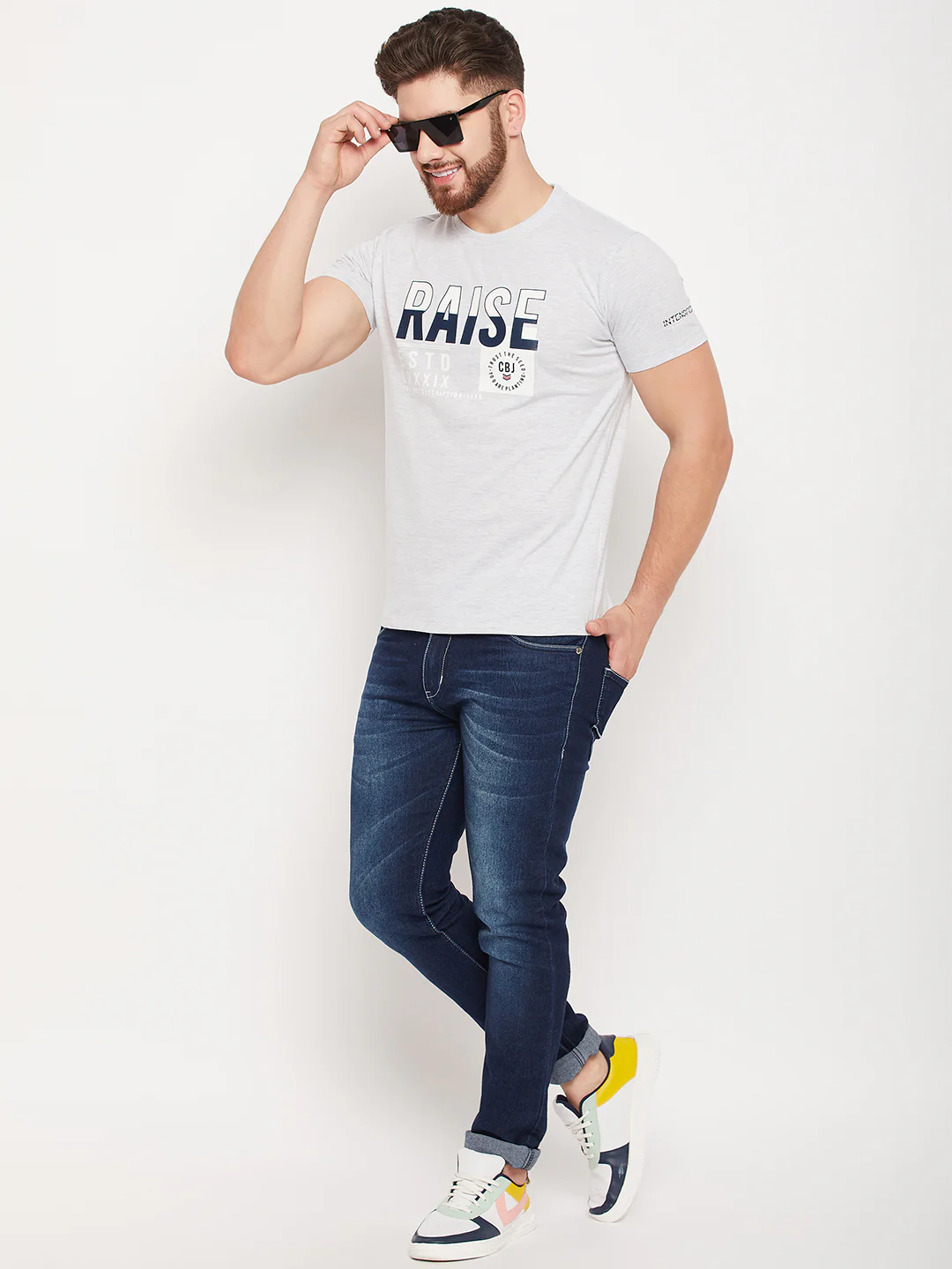 T-Shirt for Men | Breathable & Soft with Color Fastness Regular Fit Round Neck Poly Cotton Fabric Printed Pattern - Image 2