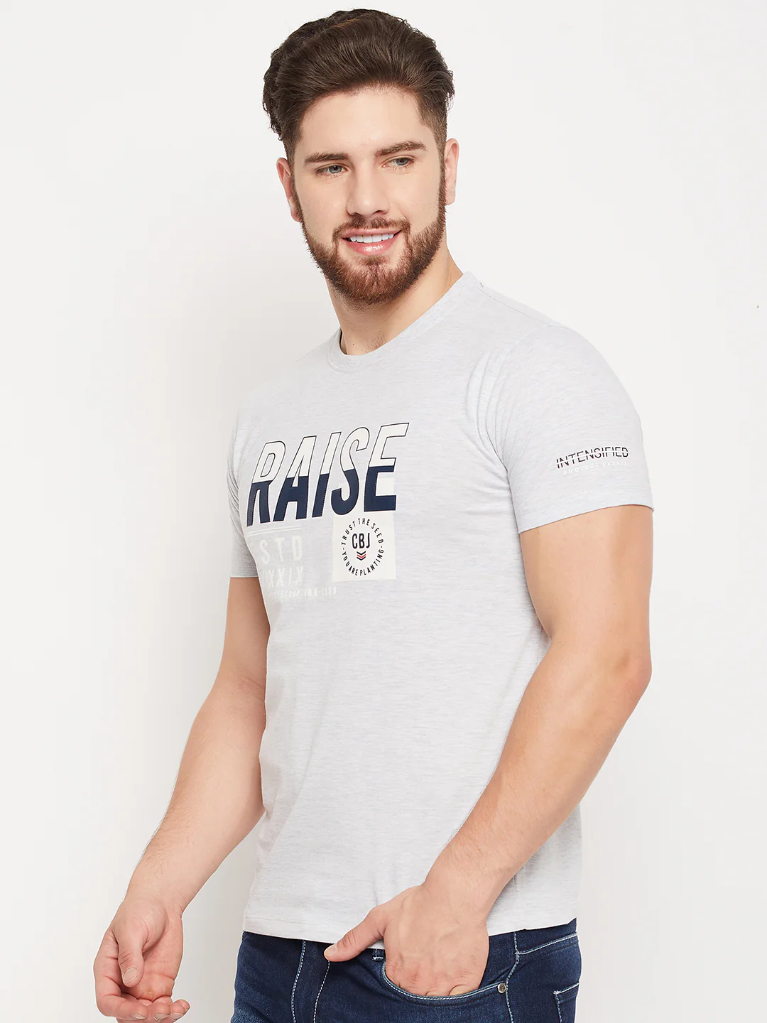 T-Shirt for Men | Breathable & Soft with Color Fastness Regular Fit Round Neck Poly Cotton Fabric Printed Pattern - Image 3