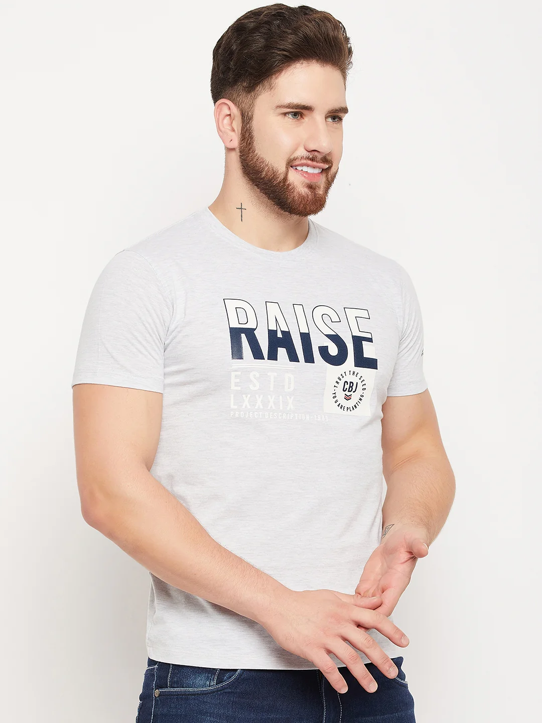 T-Shirt for Men | Breathable & Soft with Color Fastness Regular Fit Round Neck Poly Cotton Fabric Printed Pattern - Image 4