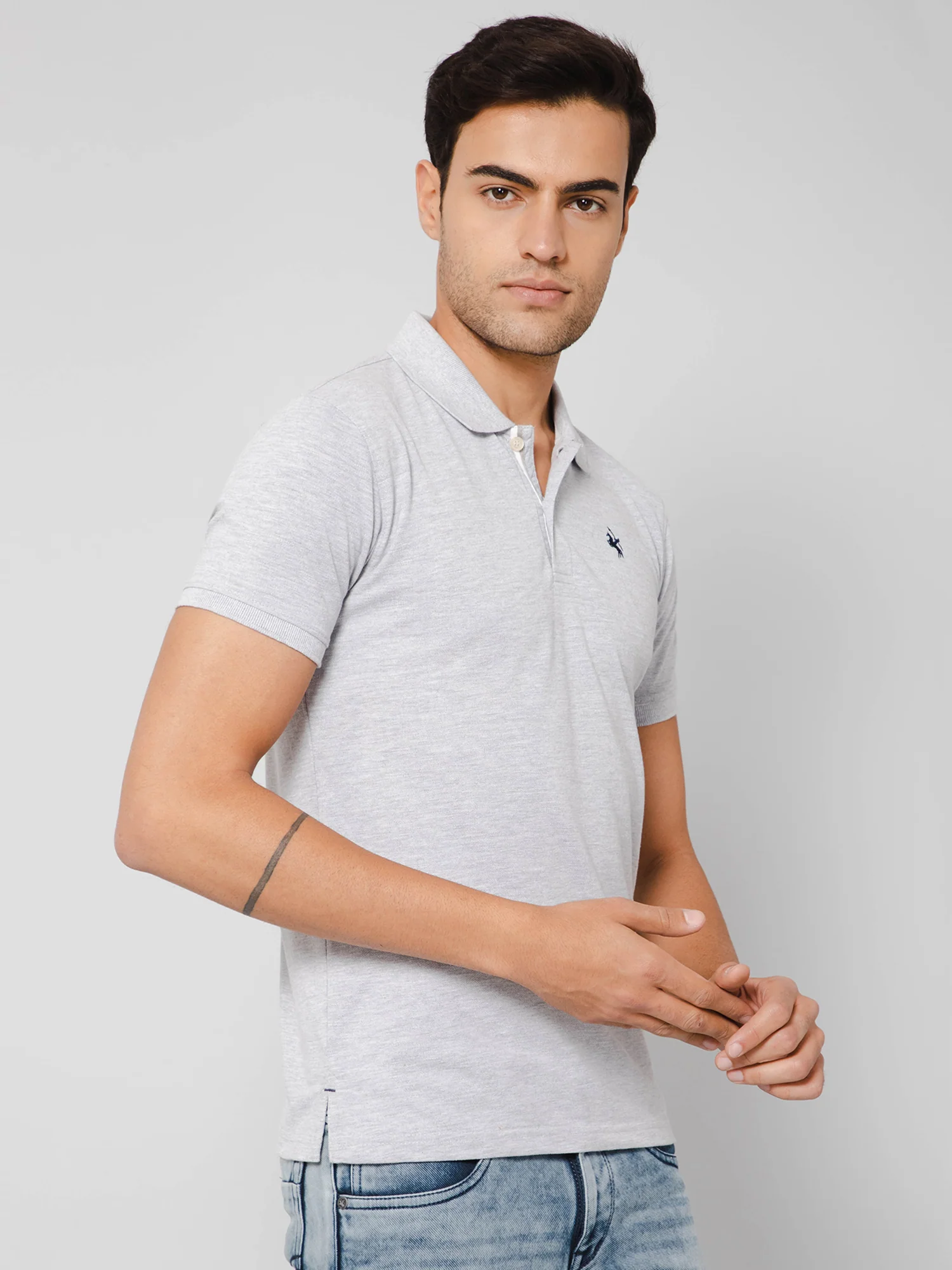 T-Shirt for Men | Breathable & Soft with Color Fastness Regular Fit Polo Neck Poly Cotton Fabric Solid Pattern - Image 2