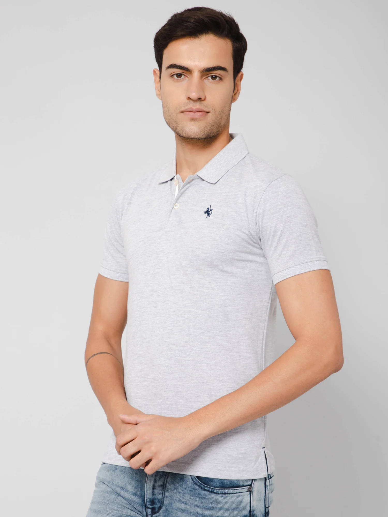 T-Shirt for Men | Breathable & Soft with Color Fastness Regular Fit Polo Neck Poly Cotton Fabric Solid Pattern - Image 3