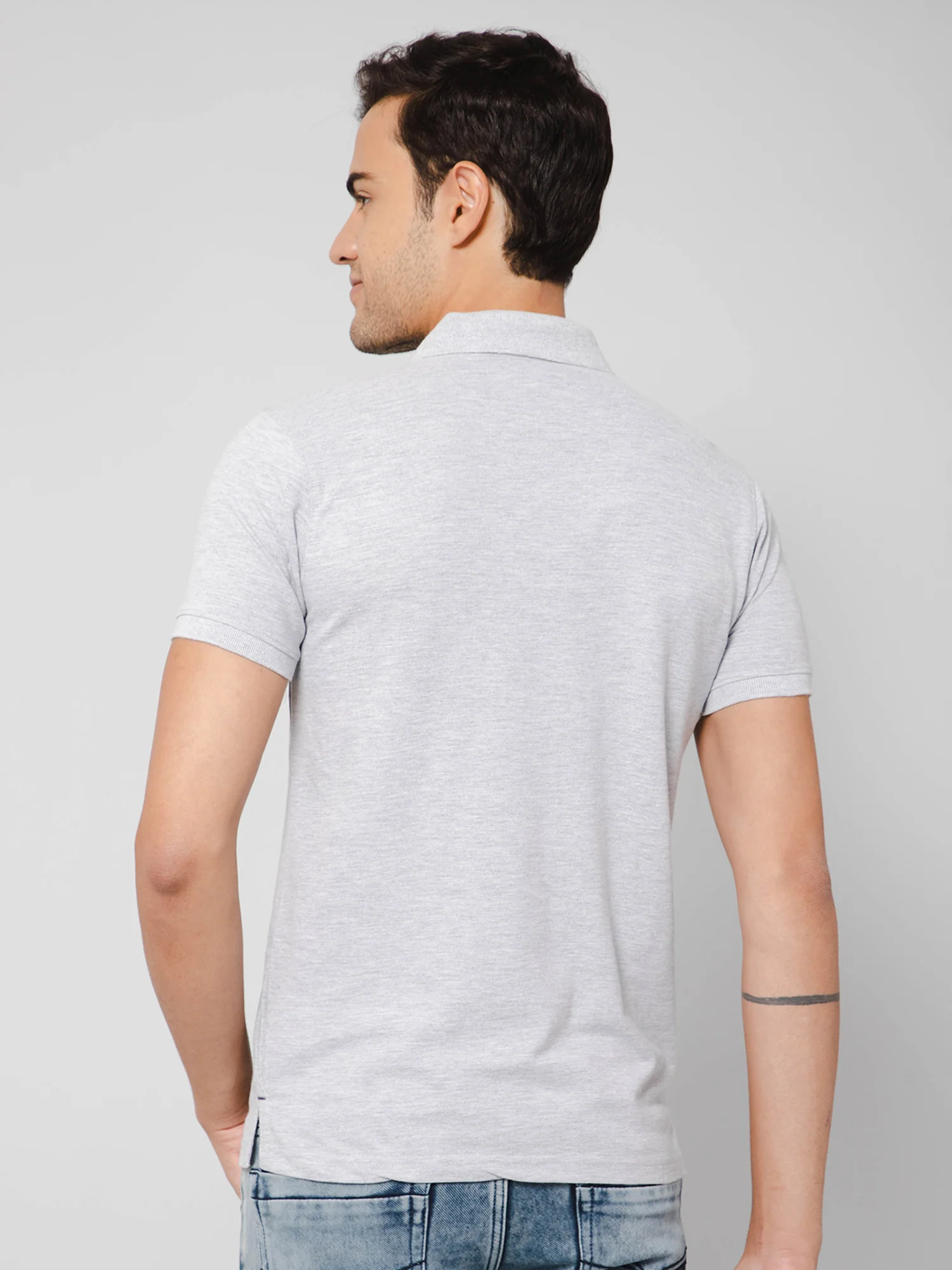 T-Shirt for Men | Breathable & Soft with Color Fastness Regular Fit Polo Neck Poly Cotton Fabric Solid Pattern - Image 4