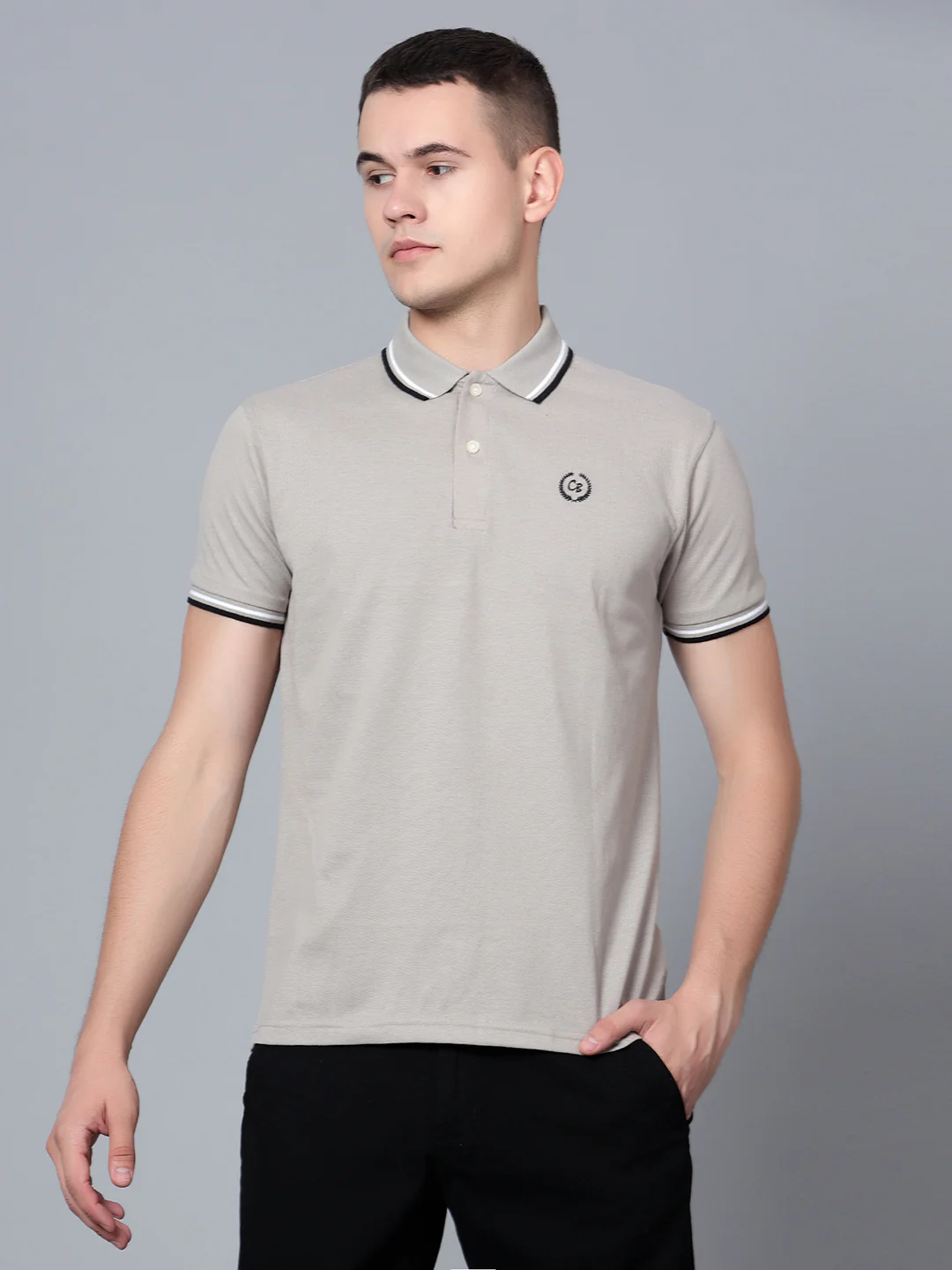 T-Shirt for Men | Breathable & Soft with Color Fastness Regular Fit Polo Neck Poly Cotton Fabric Solid Pattern - Image 2