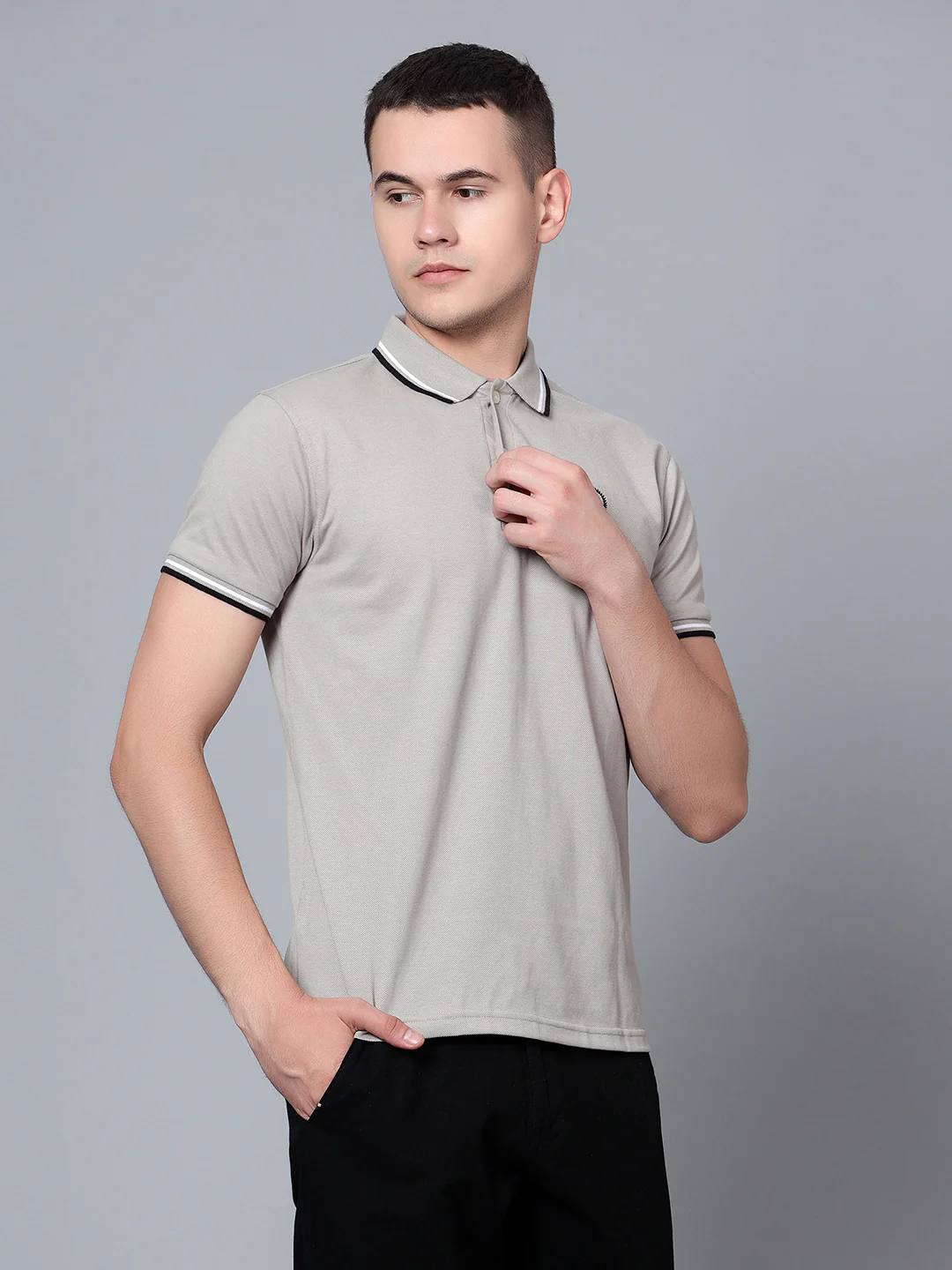 T-Shirt for Men | Breathable & Soft with Color Fastness Regular Fit Polo Neck Poly Cotton Fabric Solid Pattern - Image 4