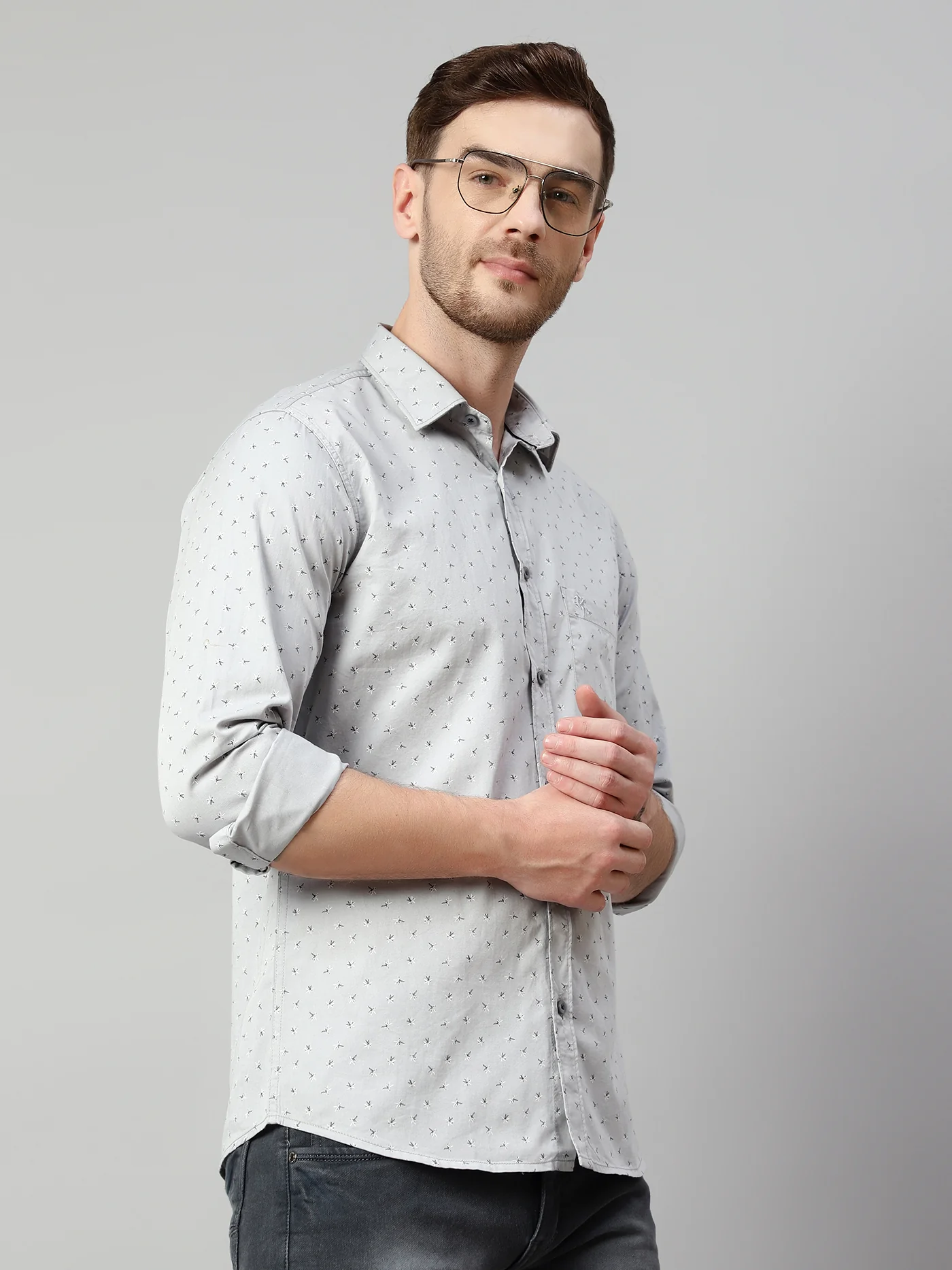 Casual Shirt for Men | Breathable & Soft with Color Fastness Regular Fit Spread Collar Neck Cotton Fabric Printed Pattern - Image 2