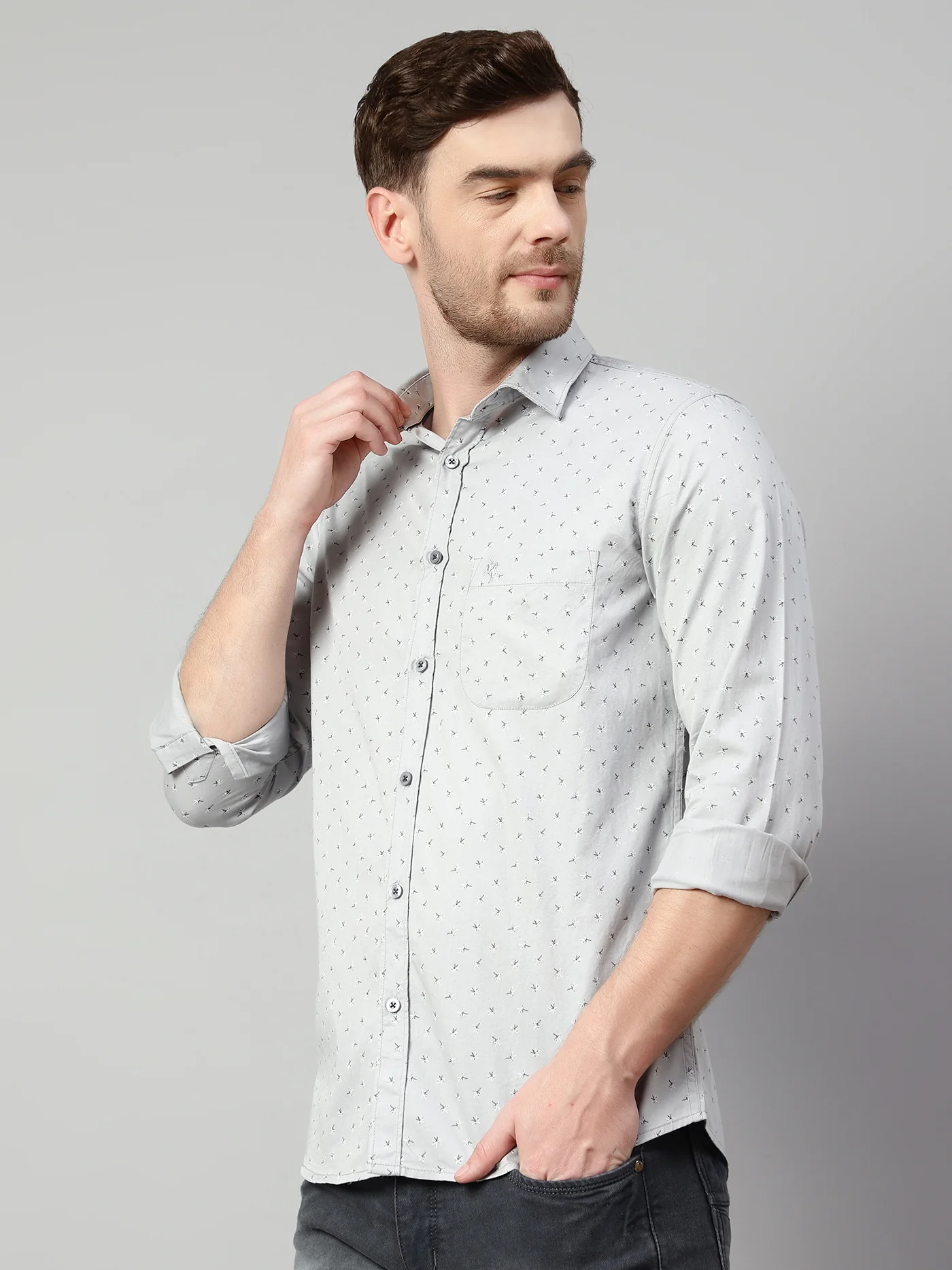 Casual Shirt for Men | Breathable & Soft with Color Fastness Regular Fit Spread Collar Neck Cotton Fabric Printed Pattern - Image 4