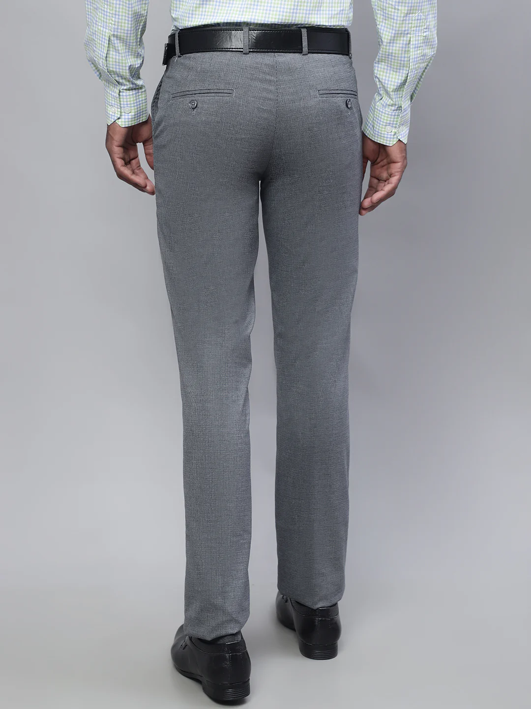 Formal Trouser for Men | Breathable & Soft with Color Fastness Regular Fit Lycra Fabric Self Design Pattern Hook & Eye Closure - Image 2