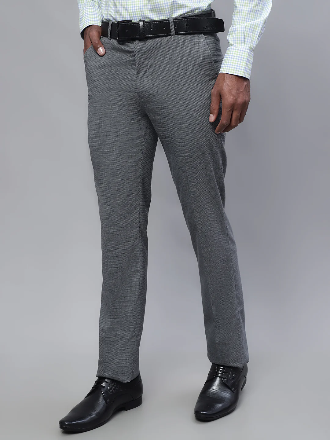 Formal Trouser for Men | Breathable & Soft with Color Fastness Regular Fit Lycra Fabric Self Design Pattern Hook & Eye Closure - Image 3