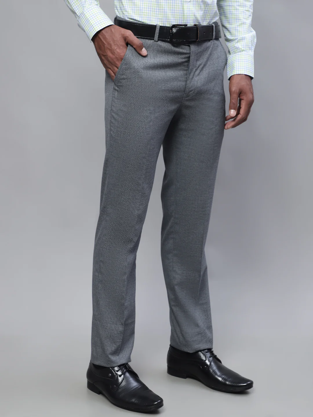 Formal Trouser for Men | Breathable & Soft with Color Fastness Regular Fit Lycra Fabric Self Design Pattern Hook & Eye Closure - Image 4