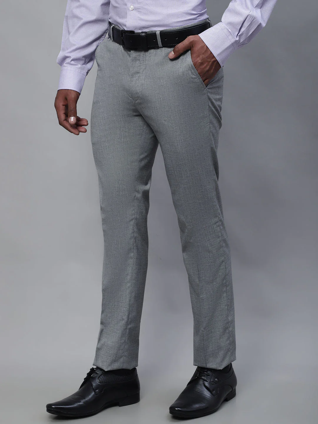 Formal Trouser for Men | Breathable & Soft with Color Fastness Regular Fit Poly Viscose Fabric Self Design Pattern Hook & Eye Closure - Image 3