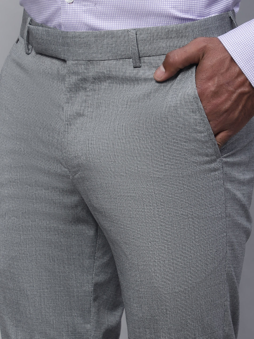 Formal Trouser for Men | Breathable & Soft with Color Fastness Regular Fit Poly Viscose Fabric Self Design Pattern Hook & Eye Closure - Image 6