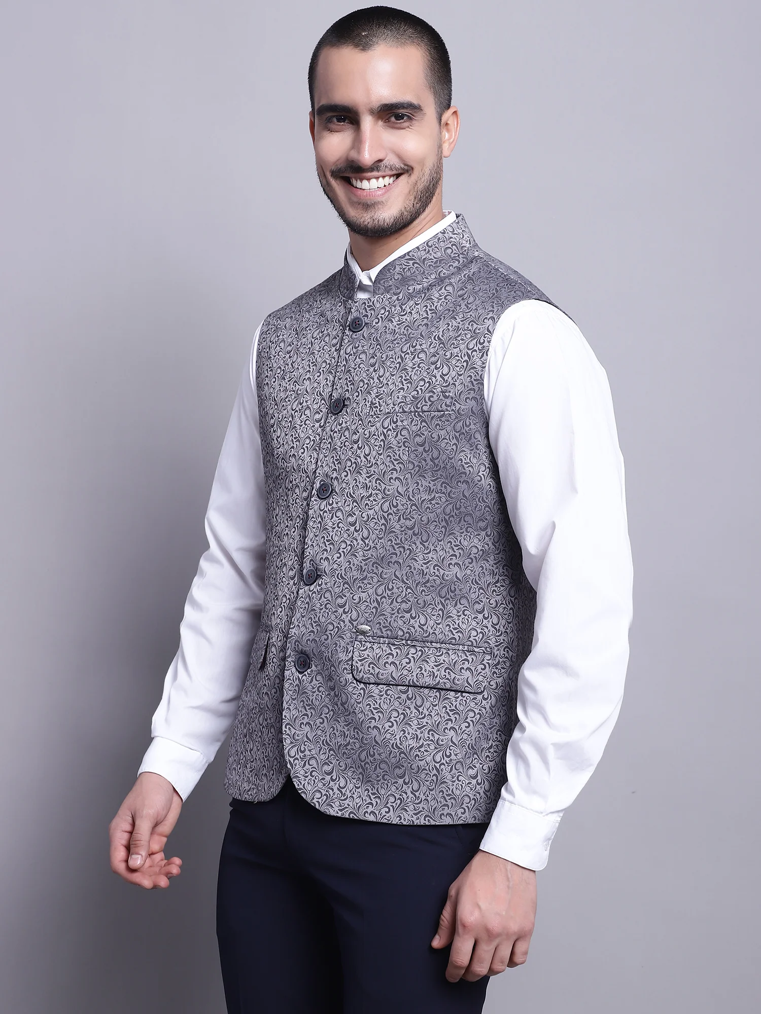 Men Grey Waist Coat - Image 3
