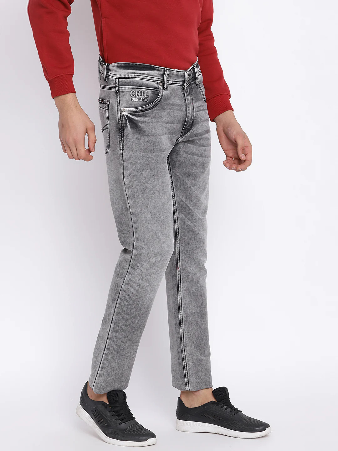 Denim Jeans for Men l Breathable & Soft with Color Fastness Ultra Narrow Fit Cotton Fabric Solid Pattern Button Closure - Image 3