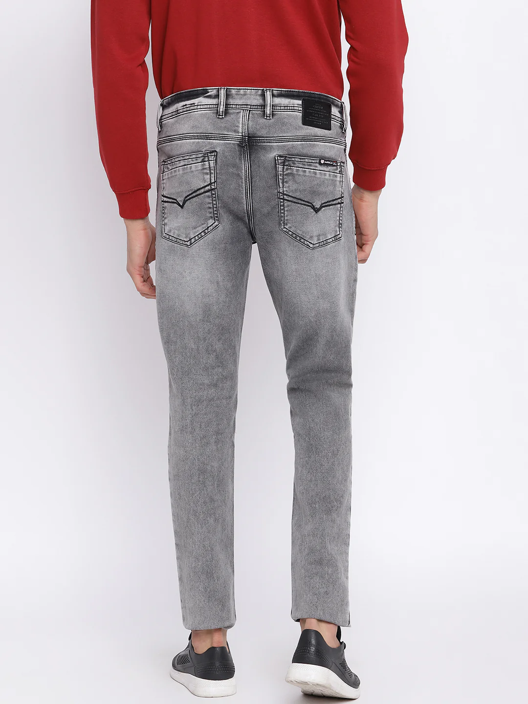 Denim Jeans for Men l Breathable & Soft with Color Fastness Ultra Narrow Fit Cotton Fabric Solid Pattern Button Closure - Image 4
