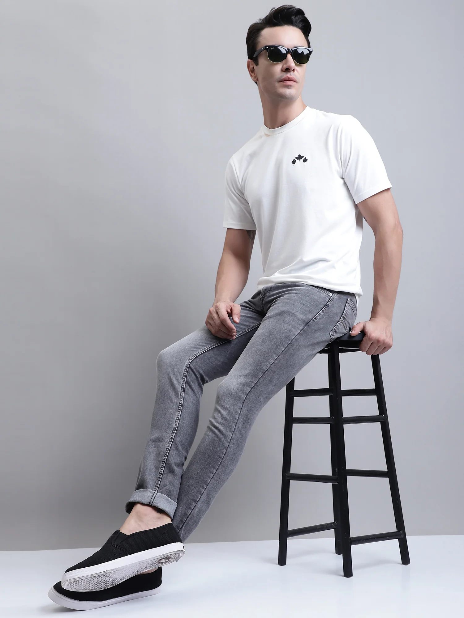 Denim Jeans for Men l Breathable & Soft with Color Fastness Ultra Narrow Fit Cotton Fabric Solid Pattern Button Closure - Image 5