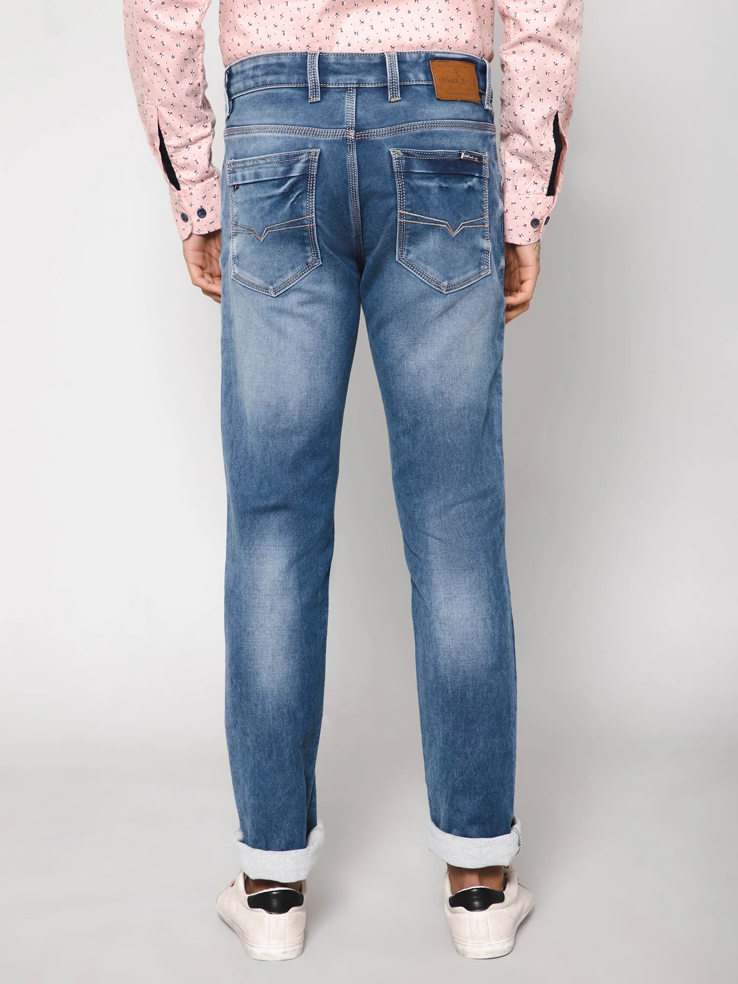 Denim Jeans for Men l Breathable & Soft with Color Fastness Ultra Narrow Fit Cotton Fabric Solid Pattern Button Closure - Image 4